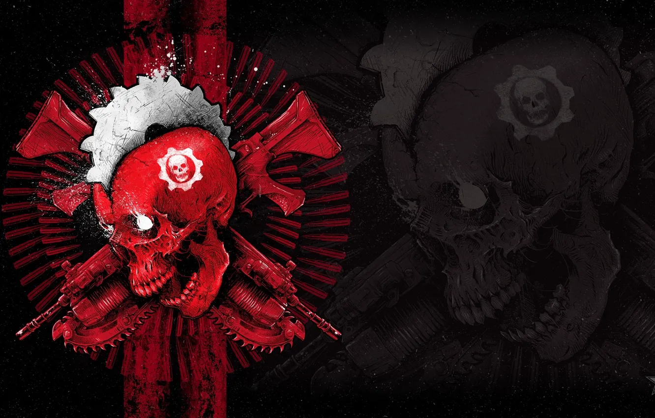 Photo wallpaper Skull, Emblem, Gears of War, Weapons, Xbox One, Microsoft Studios, Gears of War 4, The …