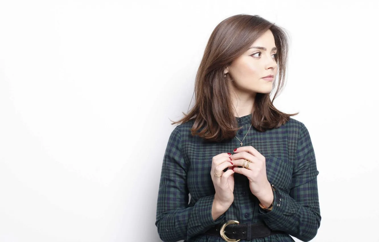 Photo wallpaper brown eyes, pretty, brunette, hands, cute, actress, Jenna-Louise Coleman