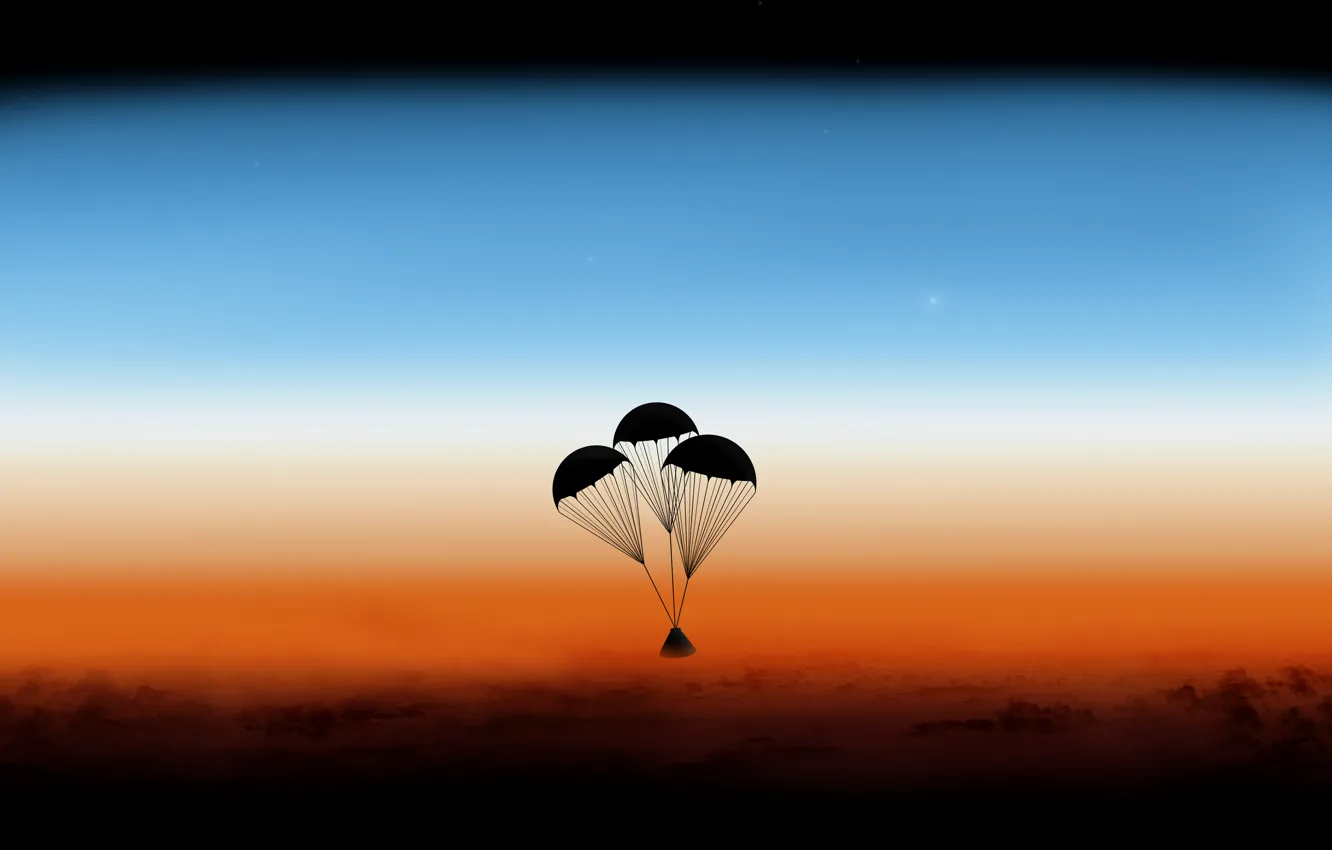 Photo wallpaper the atmosphere, capsules, Orion, parachutes