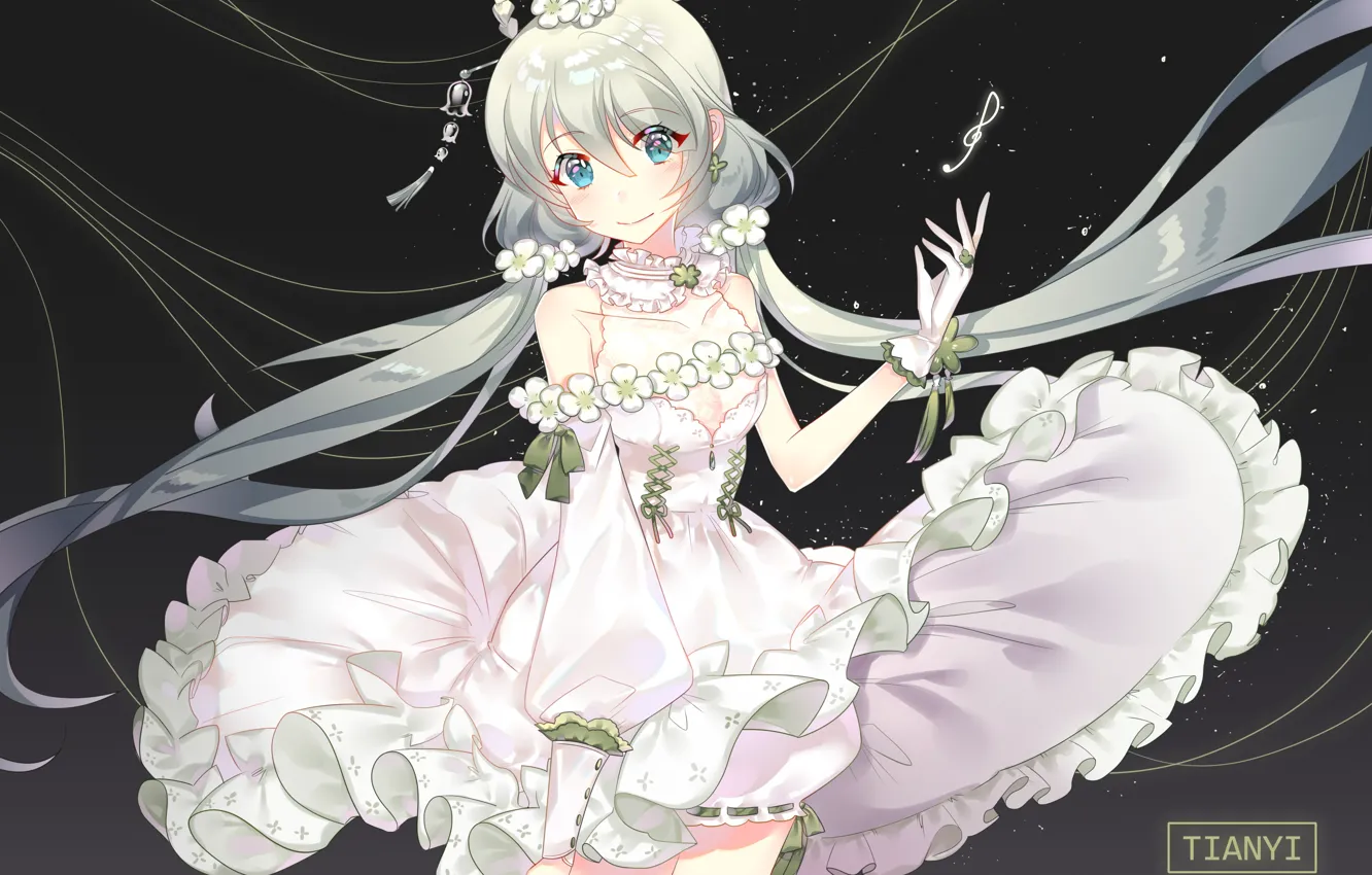 Photo wallpaper dress, girl, Vocaloid, the dark background