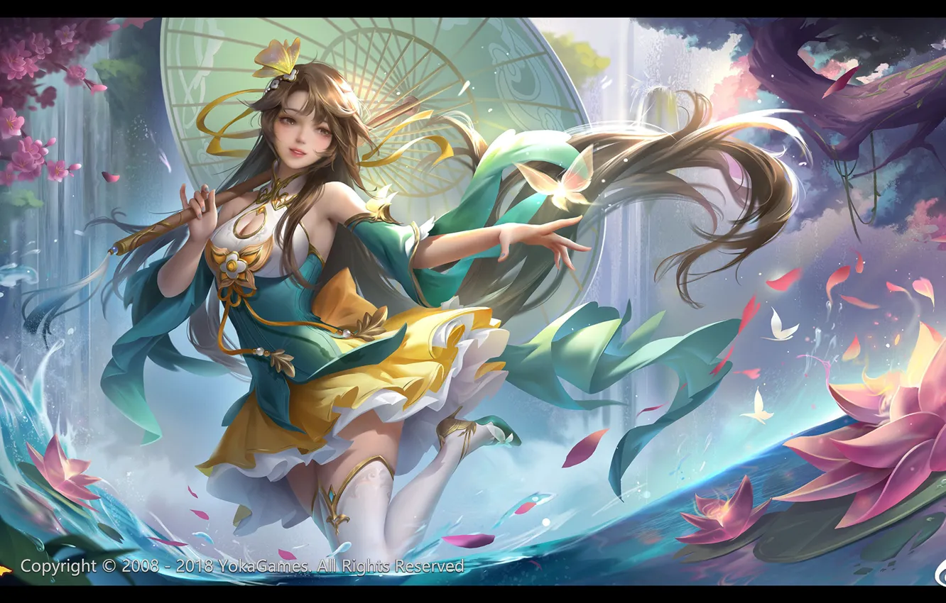 Photo wallpaper water, girl, nature, the game, anime, Lotus, Xiao Qiao, Yokoyama Mitsuteru Sangokushi