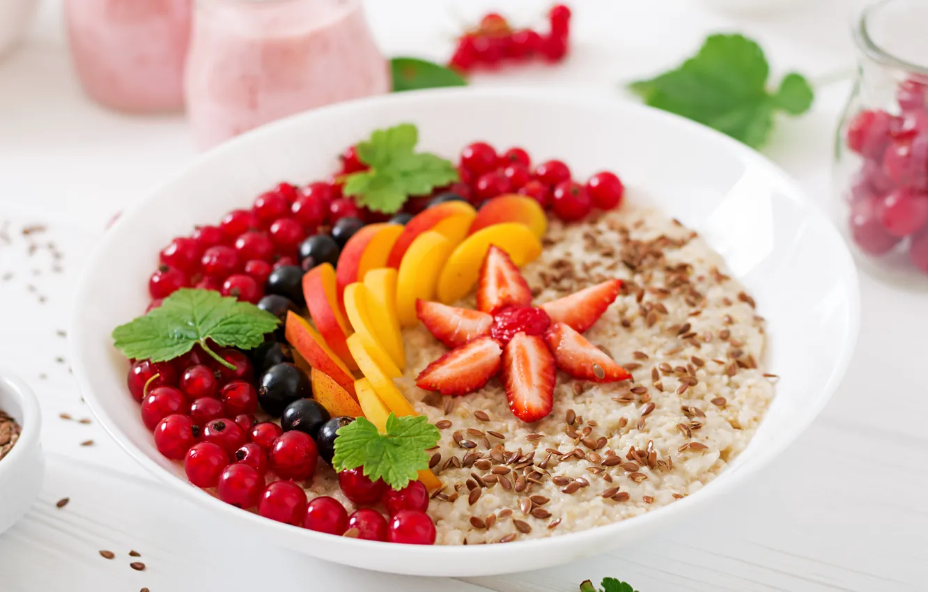 Photo wallpaper berries, Breakfast, cereal, berries, Breakfast, cereal