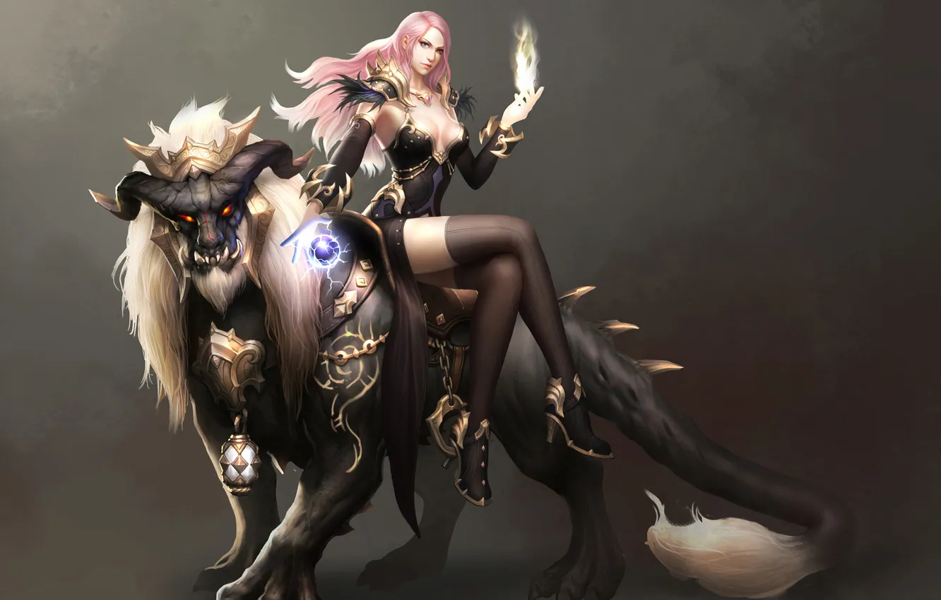 Photo wallpaper girl, magic, art, beast, top, TNT