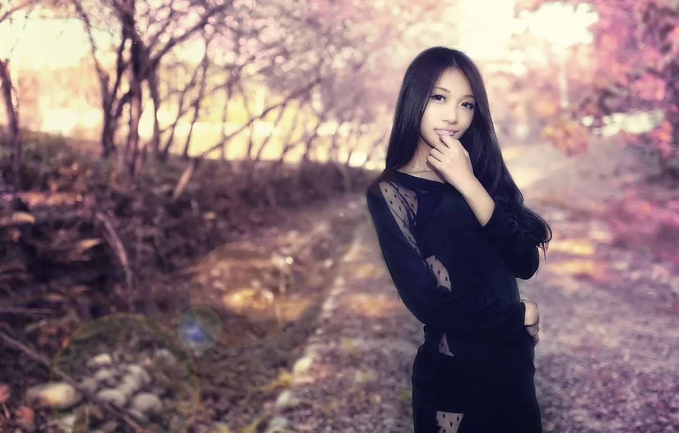 Photo wallpaper girl, background, Asian