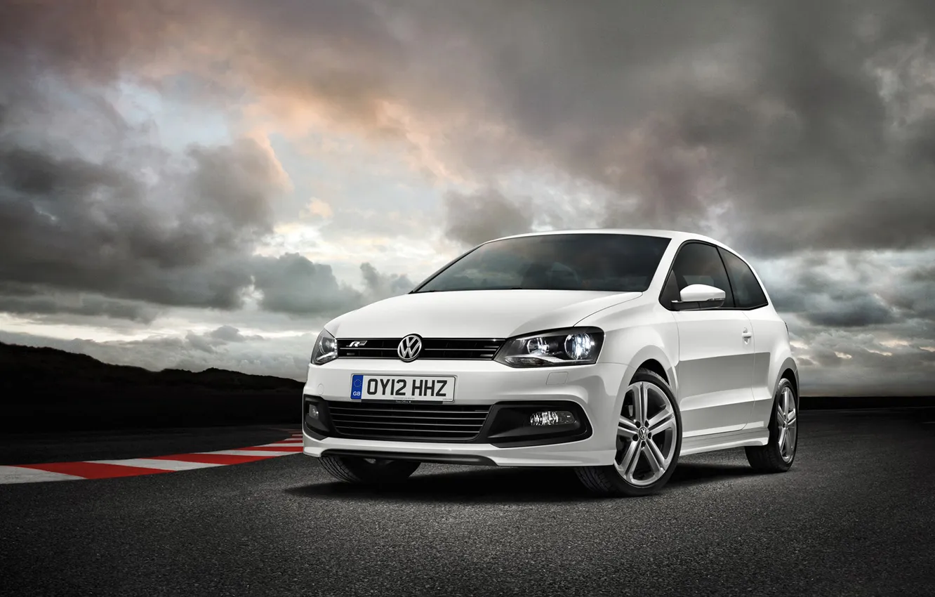 Photo wallpaper the sky, Volkswagen, the front, Volkswagen, hatchback, Polo, Polo, R Line