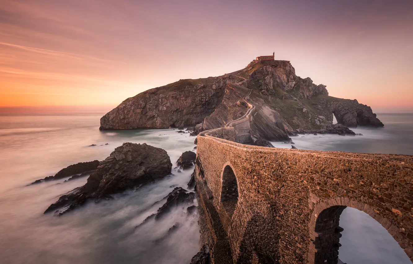 Photo wallpaper sea, bridge, scat