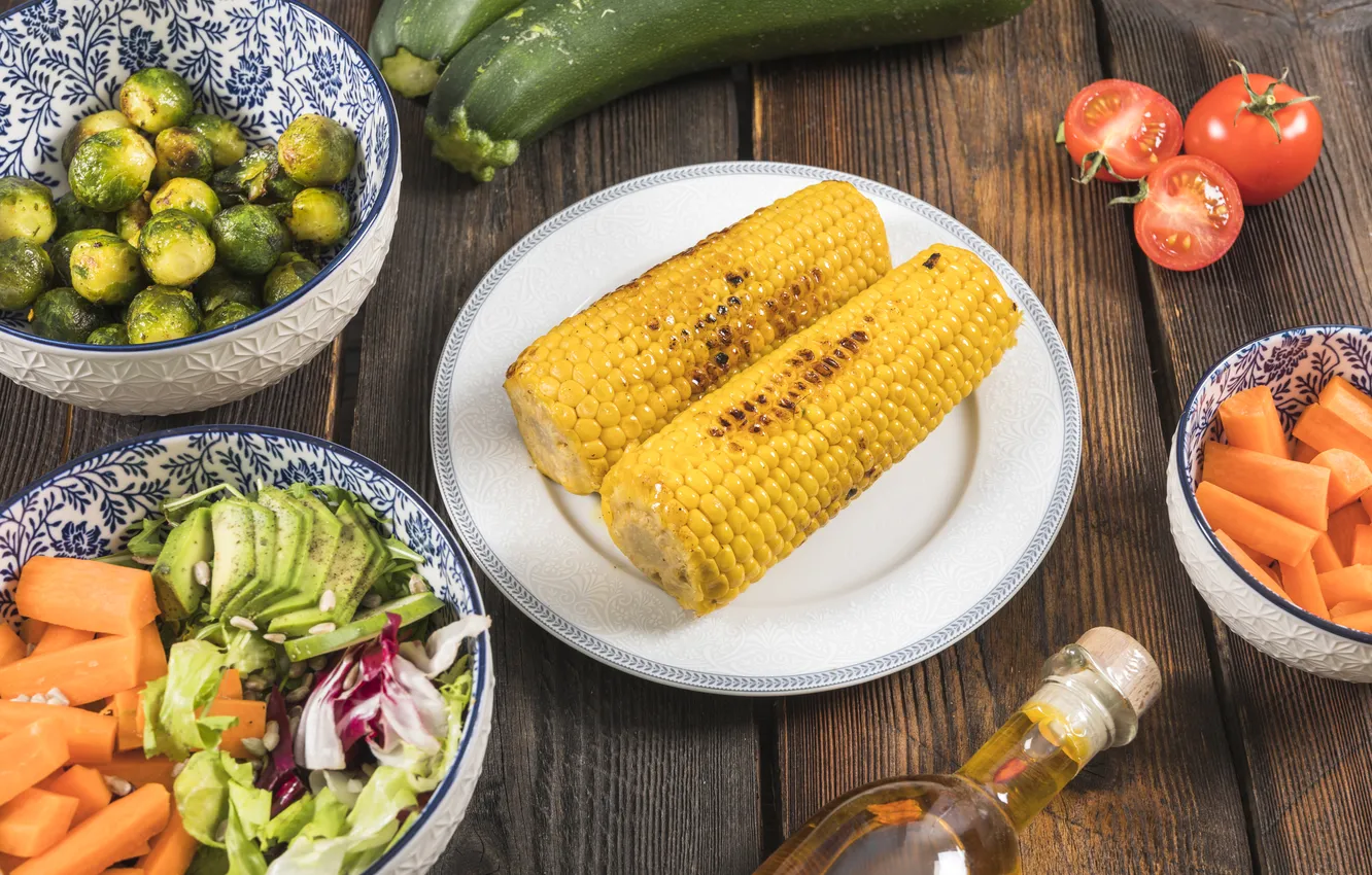 Photo wallpaper corn, the cob, corn grains