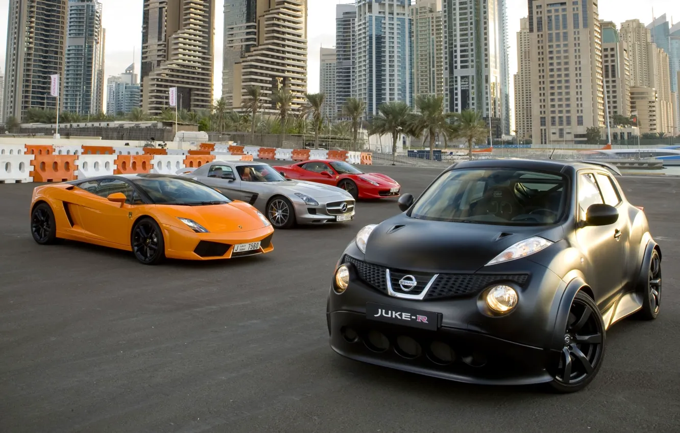 Photo wallpaper Mercedes-Benz, Ferrari, Nissan, gallardo, lamborghini, Ferrari, Dubai, 458