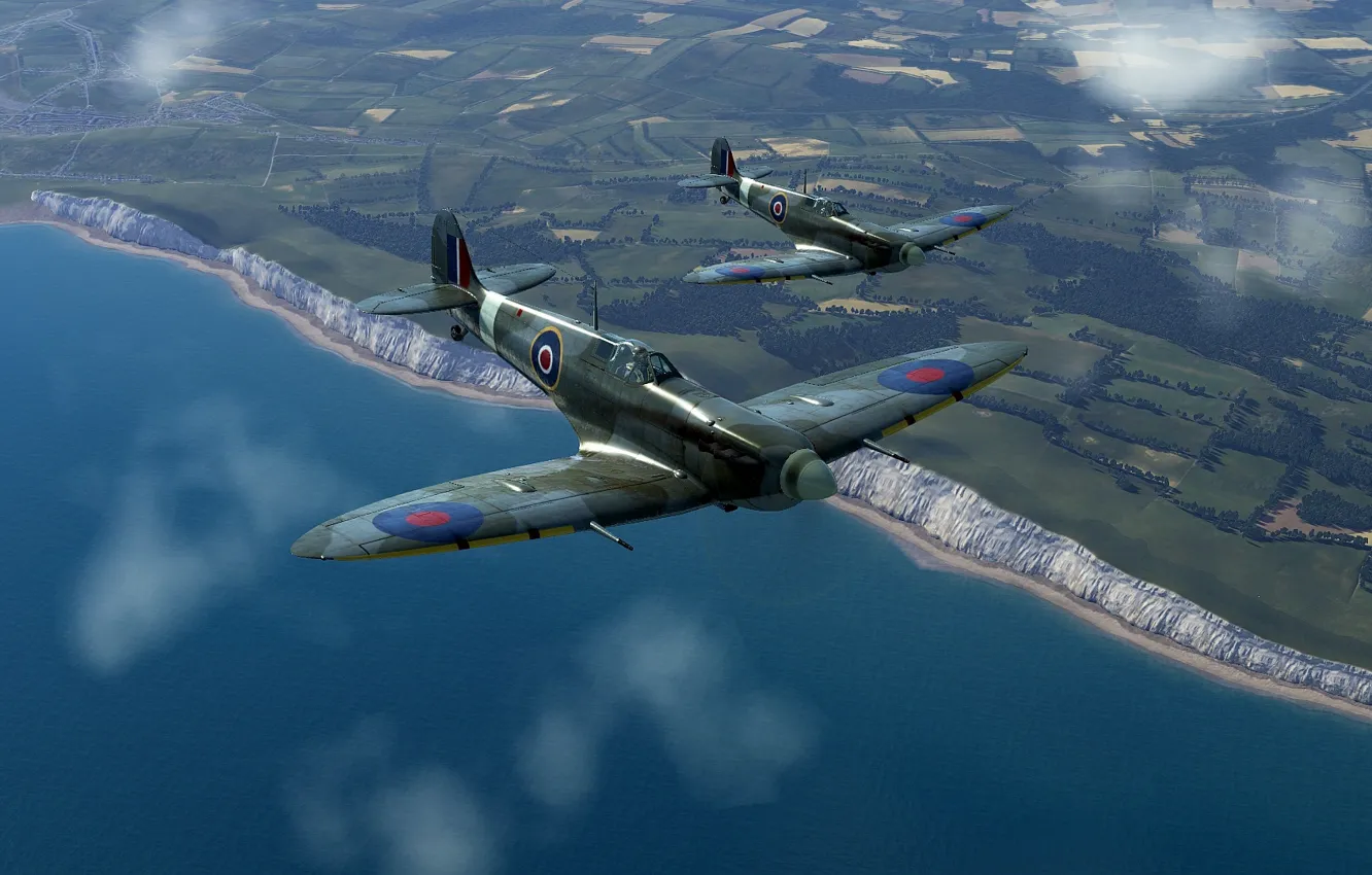 Photo wallpaper Britain, Spitfire Mk.Vb, Frontline fighter, Reginald Joseph Mitchell