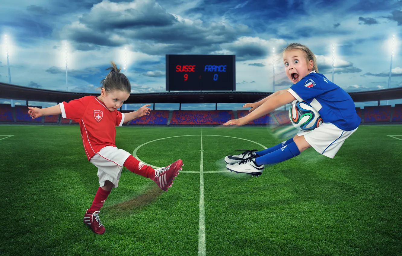 Photo wallpaper football, girls, the ball, humor