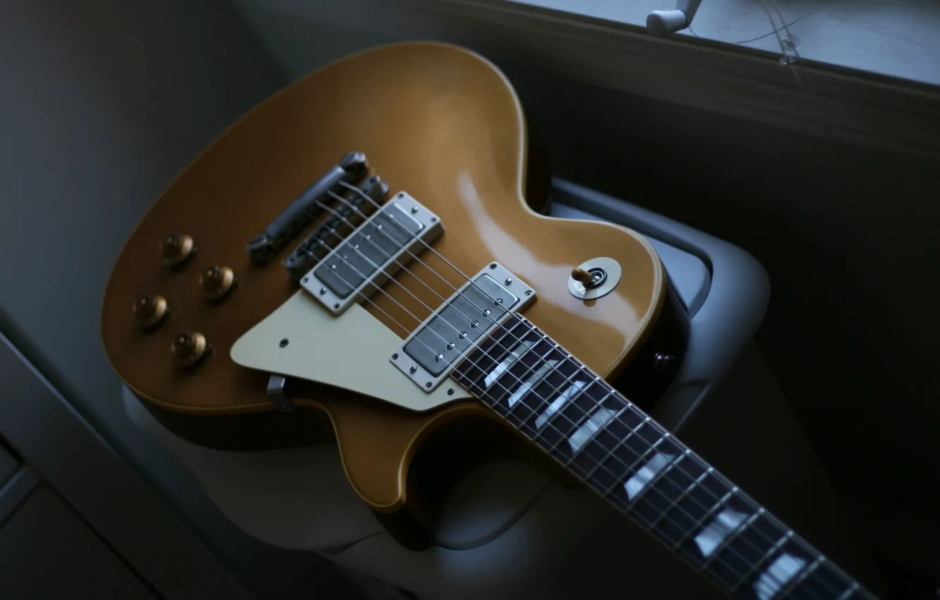 Photo wallpaper guitar, guitar, gibson, strings, light-brown
