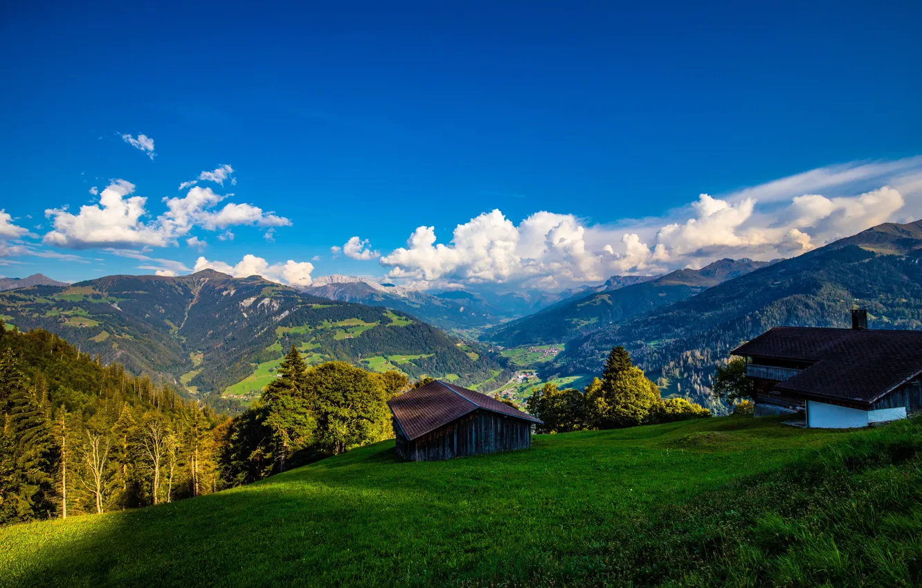 Photo wallpaper clouds, mountains, Switzerland, Alps
