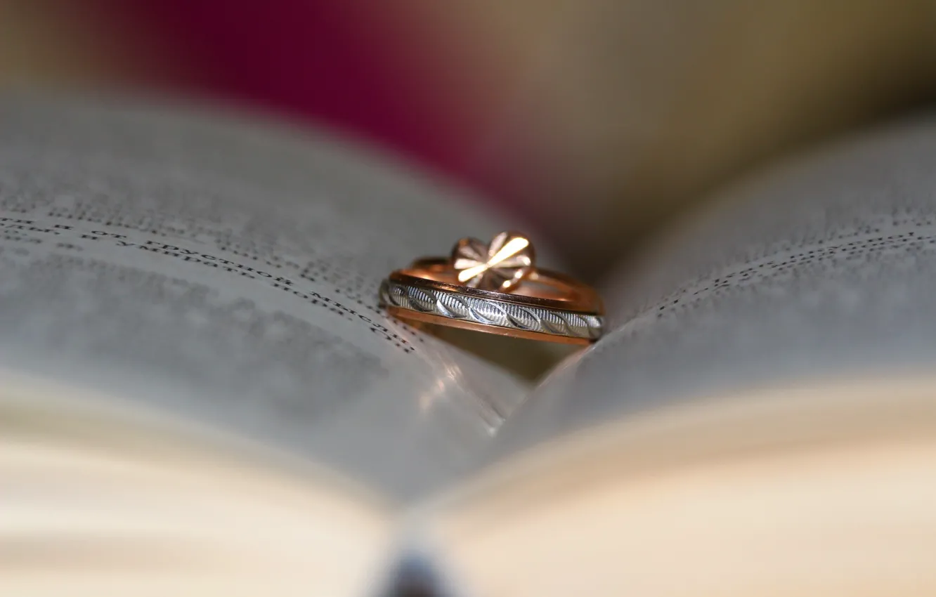 Photo wallpaper decoration, ring, book