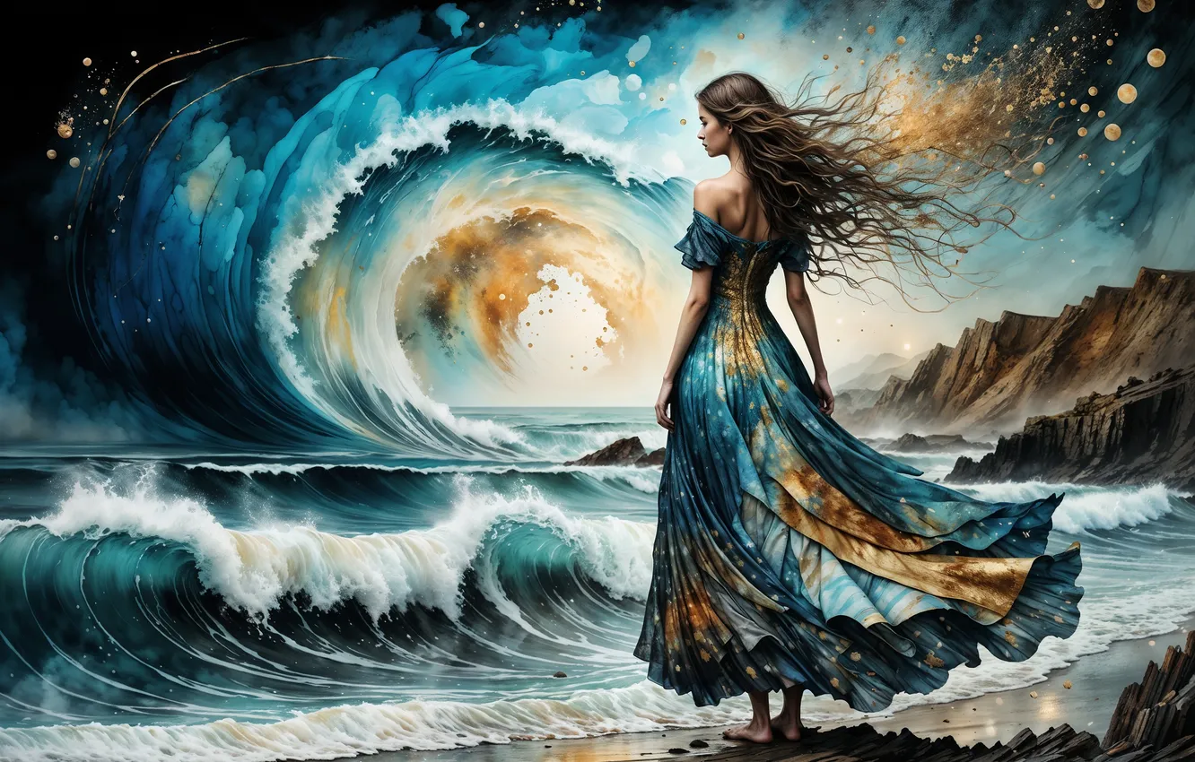 Photo wallpaper sea, girl, nature, Author: Lietuciennica