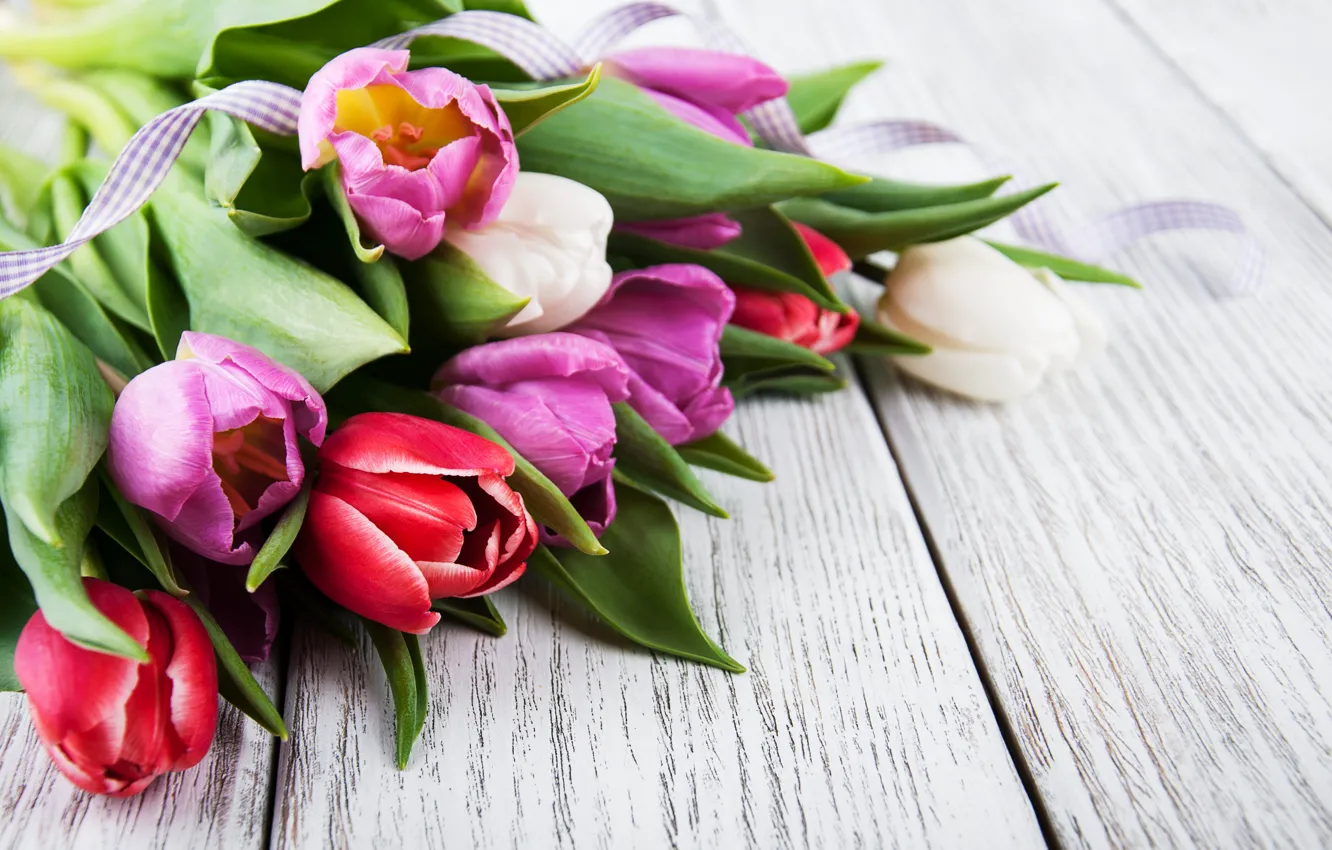 Photo wallpaper flowers, bouquet, colorful, tulips, pink, flowers, tulips, spring