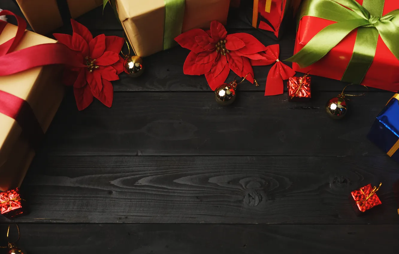 Photo wallpaper decoration, gift, new year, Christmas, Christmas, wood, New Year, Xmas