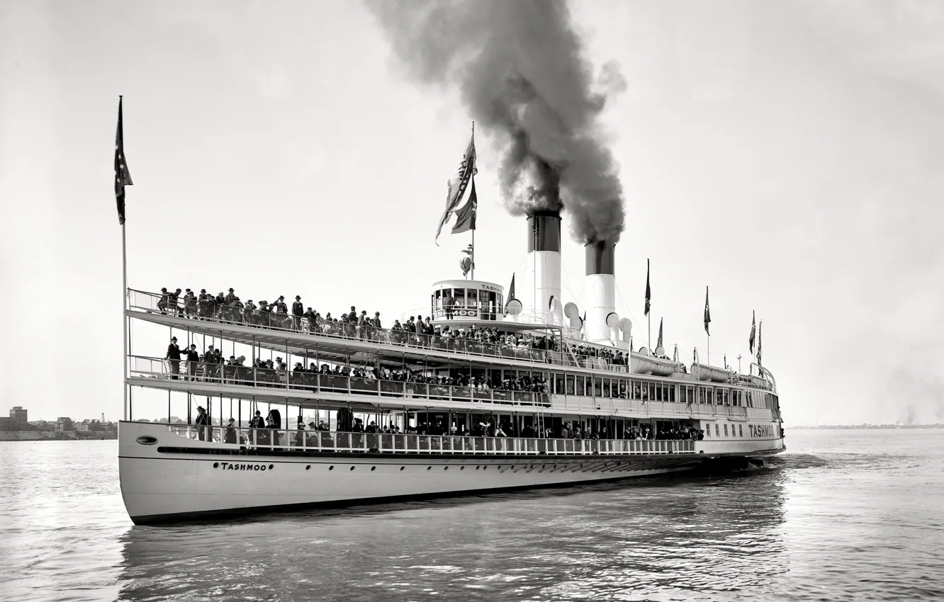 Photo wallpaper retro, ship, steamer, USA, 1901-the year