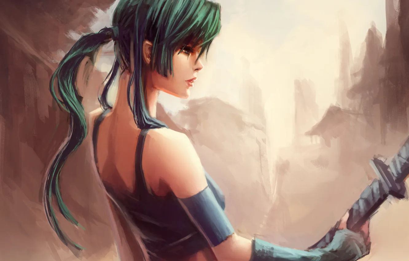 Photo wallpaper girl, sword, art, profile, Himiko