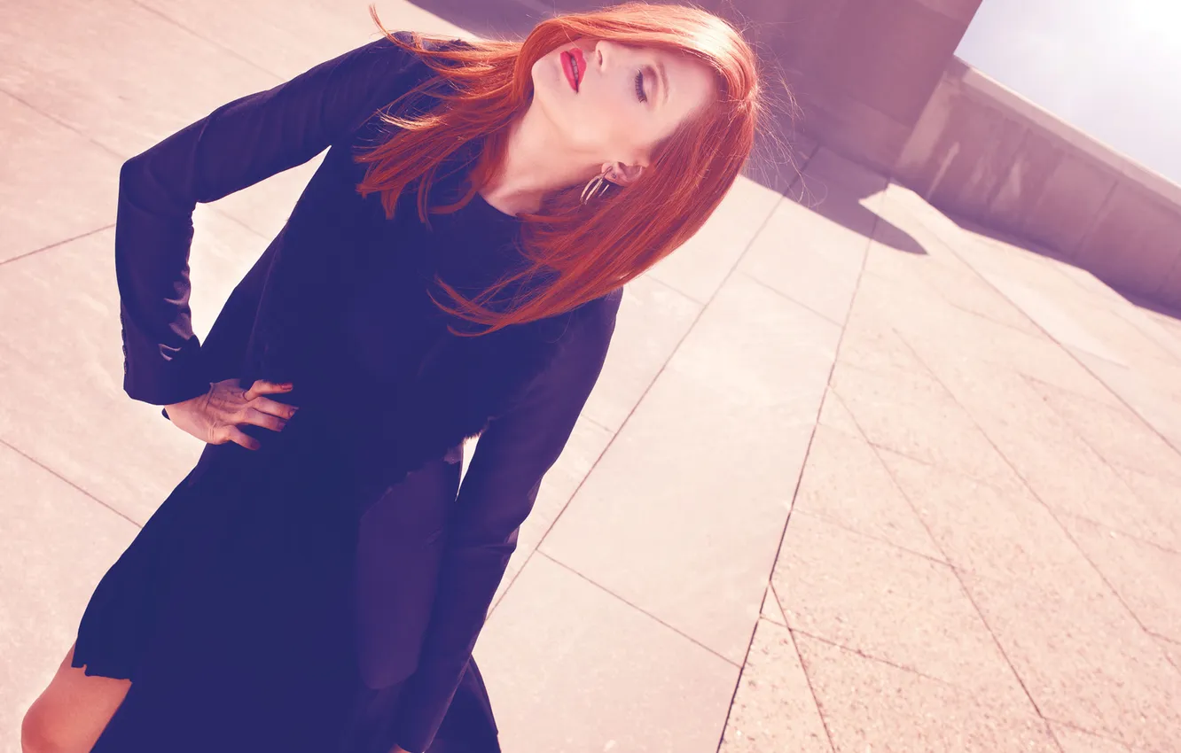 Photo wallpaper girl, pose, red