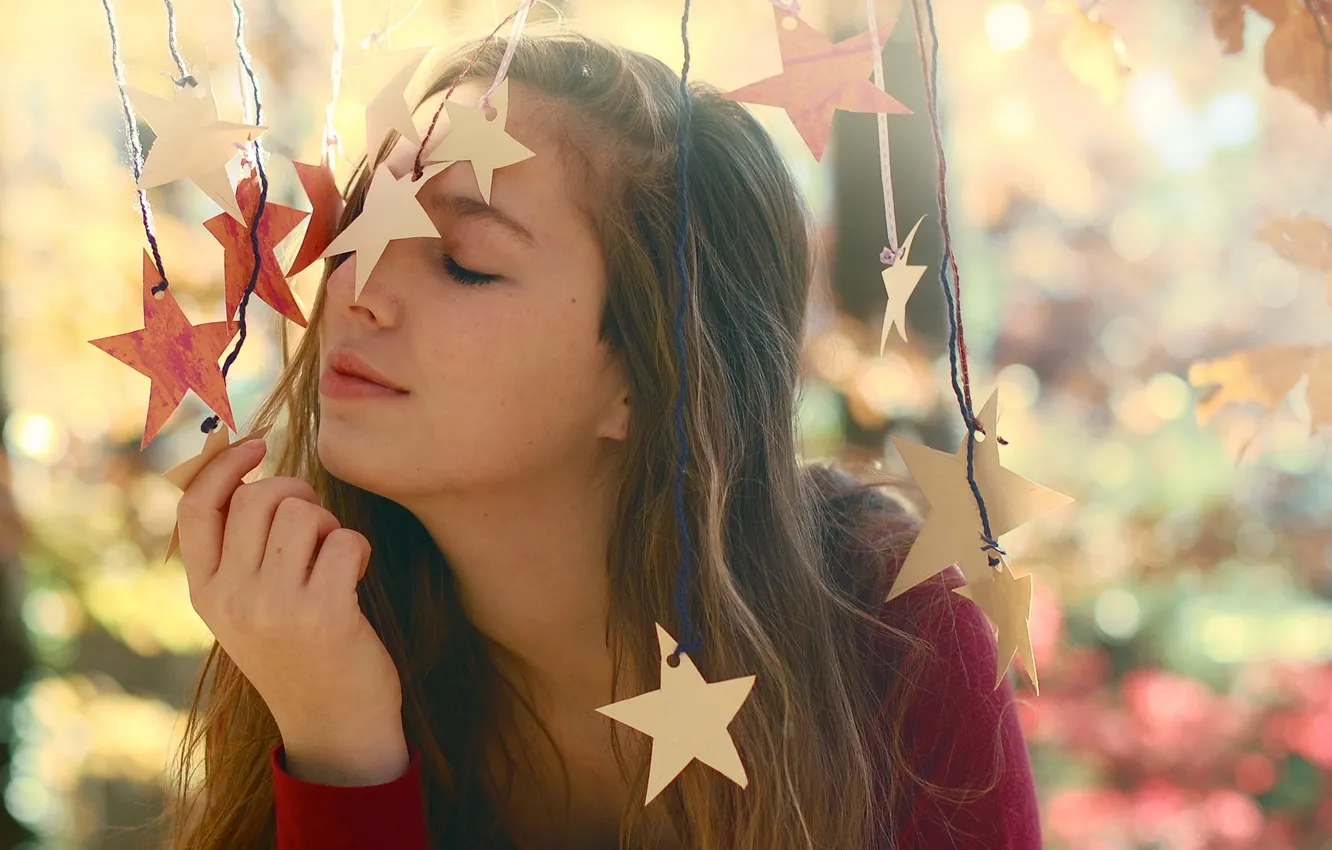 Photo wallpaper girl, stars, mood