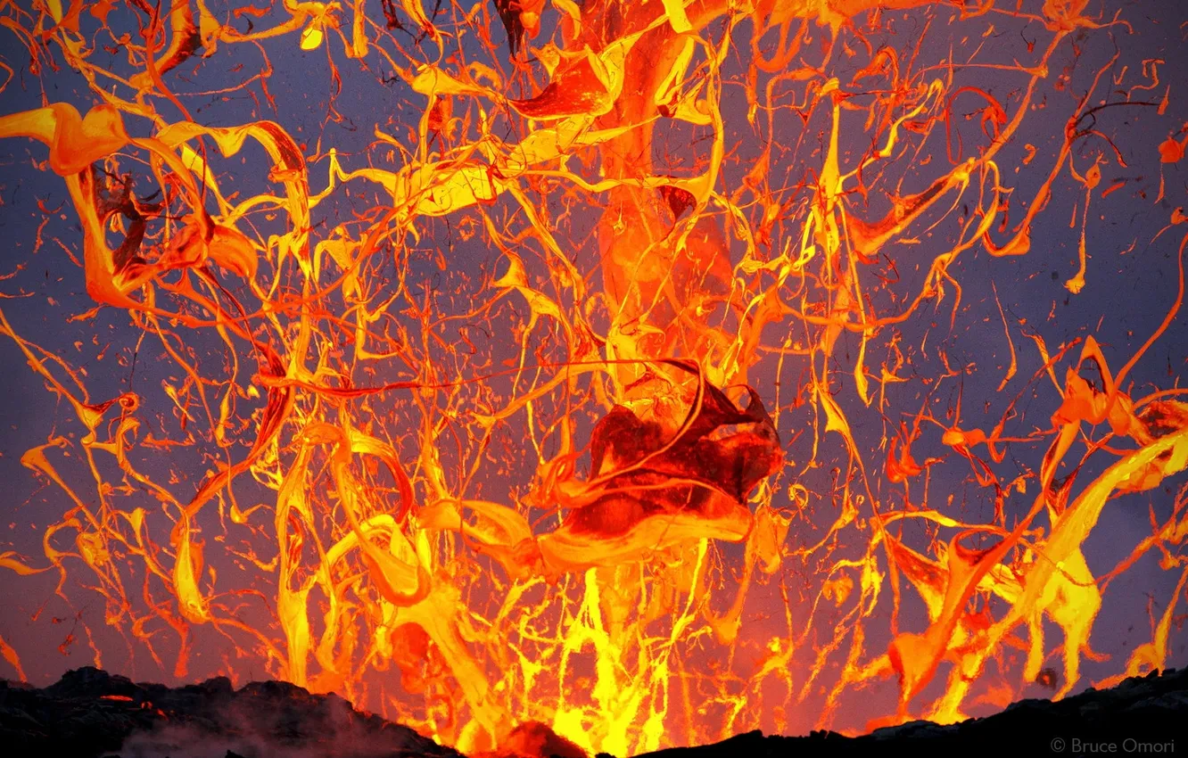 Photo wallpaper squirt, nature, the volcano, the eruption, lava
