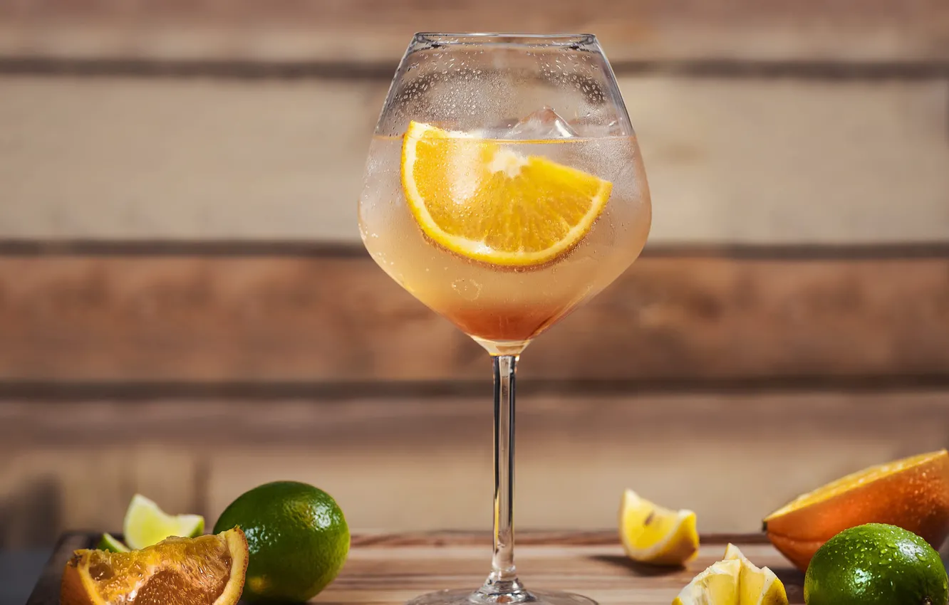 Photo wallpaper orange, glass, cocktail, alcohol, lime