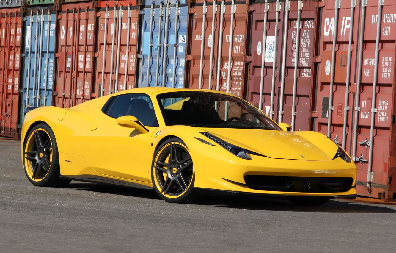 Photo wallpaper Auto, Yellow, Machine, spider, Ferrari, 458, Italia, Sports car