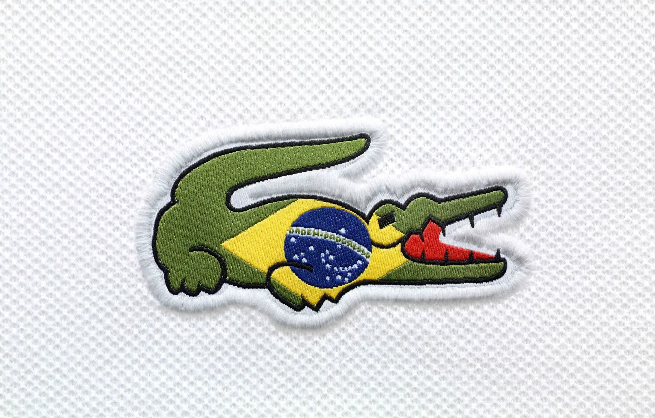 Photo wallpaper crocodile, flag, Brazil, Lacoste, flag, Brasil