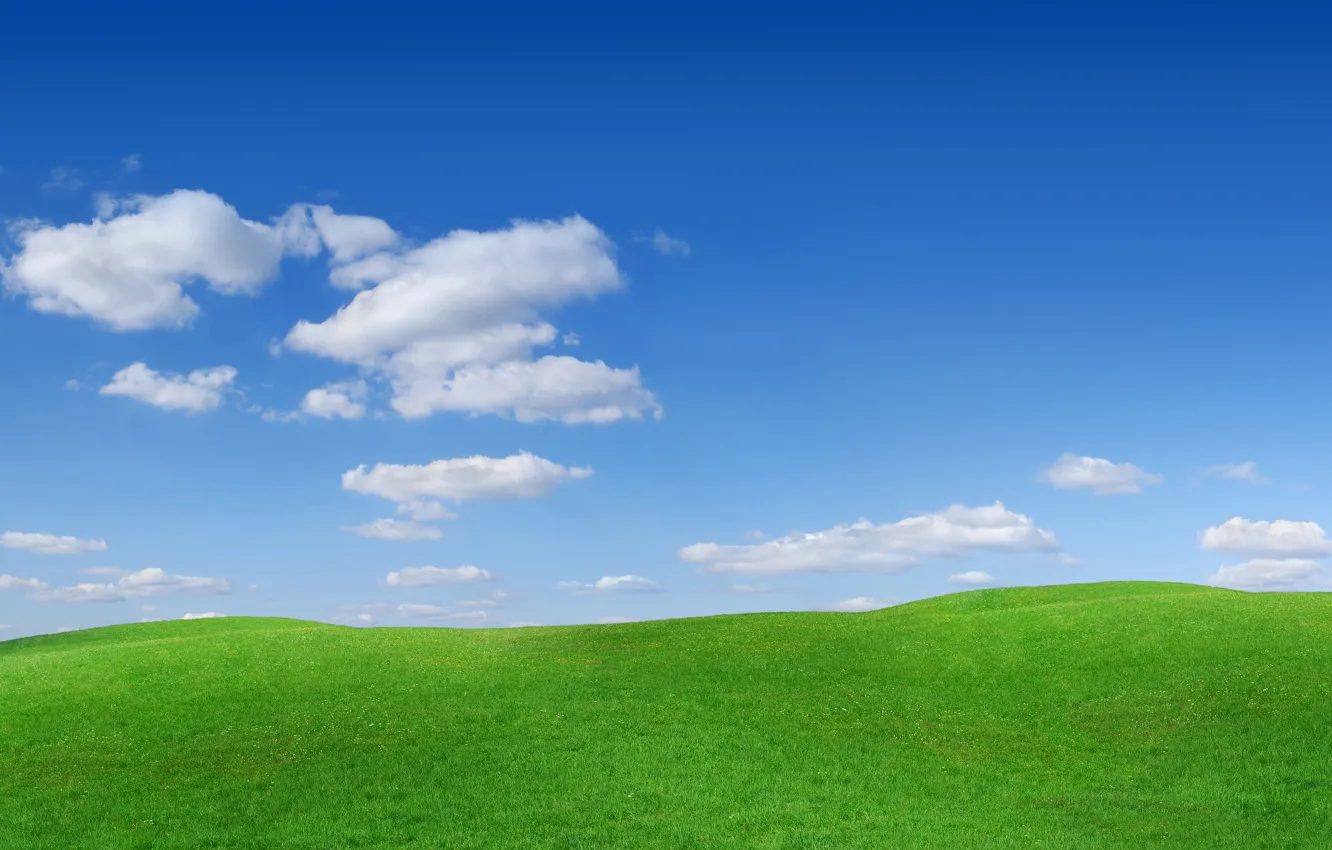 Photo wallpaper the sky, grass, clouds, nature, photo, hills, landscapes, the slopes