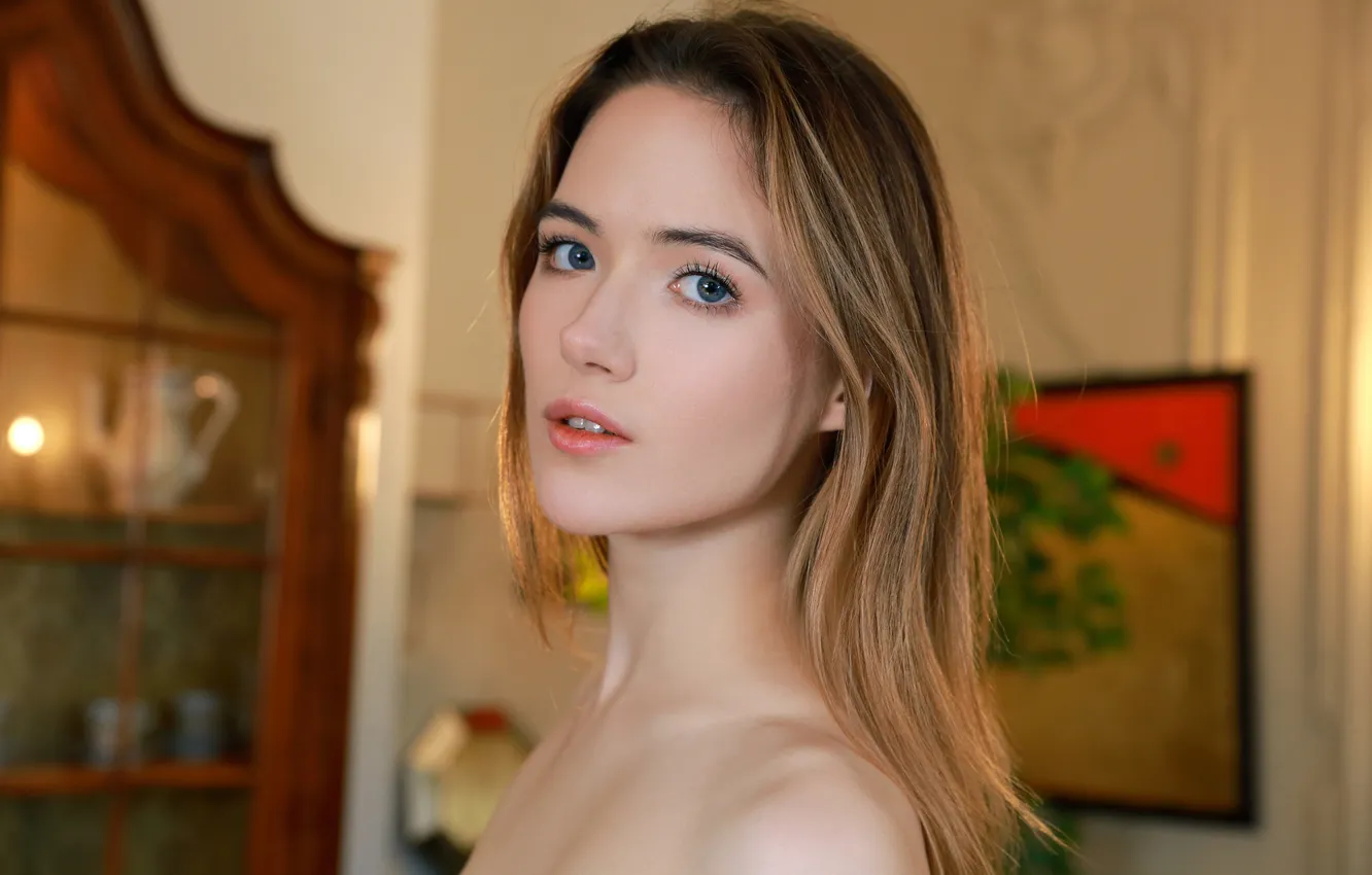 Wallpaper long hair, model, brunette, gorgeous, posing, beautiful face