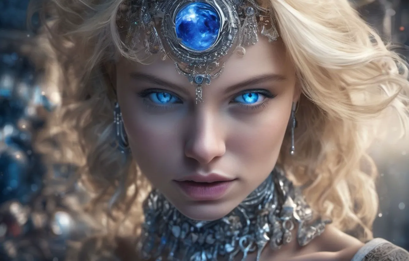 Photo wallpaper look, girl, magic, portrait, beautiful, Diadema, digital art, charming