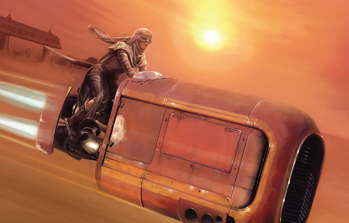 Photo wallpaper Star Wars, light, wallpaper, girl, Action, fantasy, sky, desert