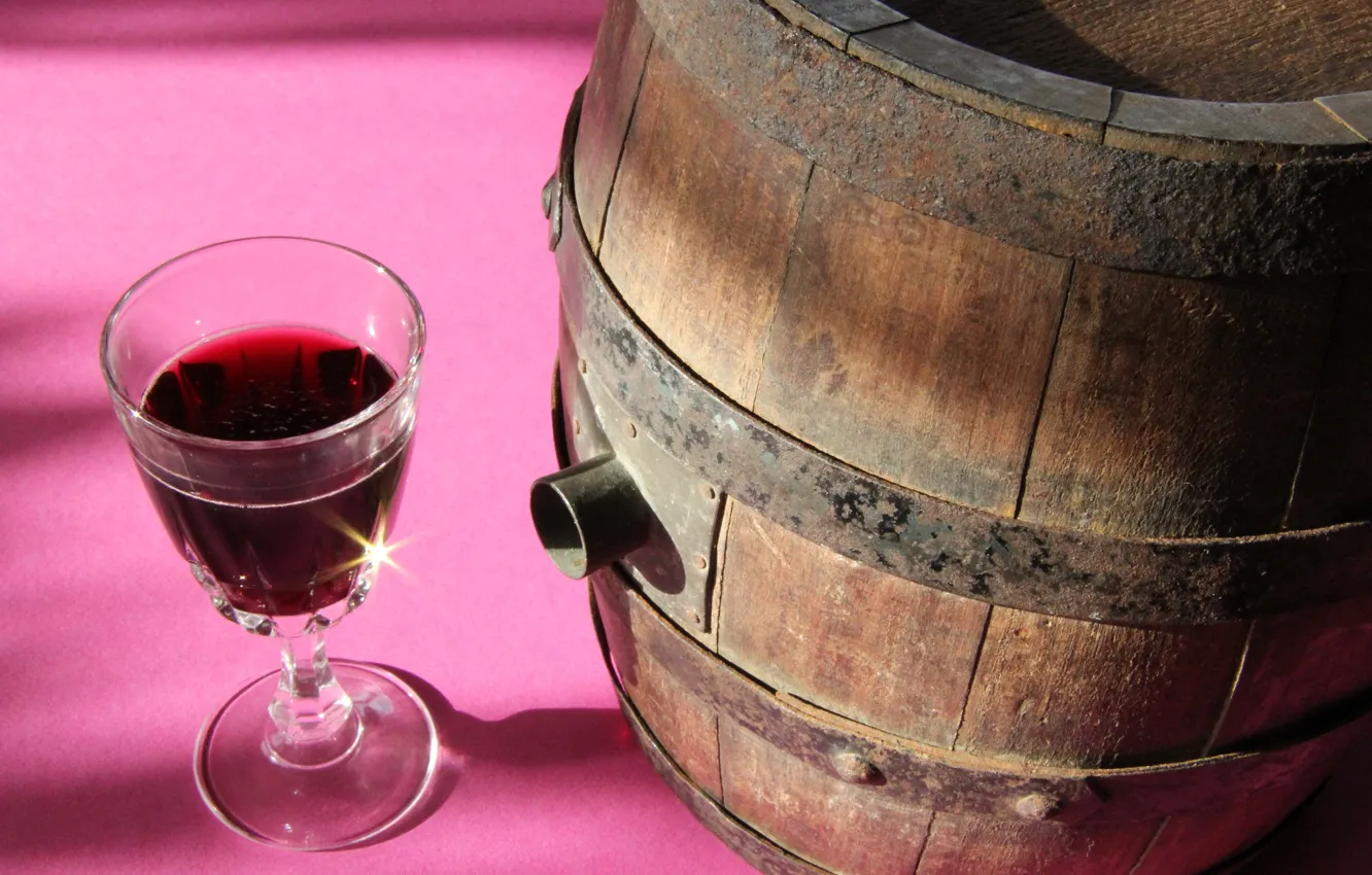 Photo wallpaper wine, glass, barrel