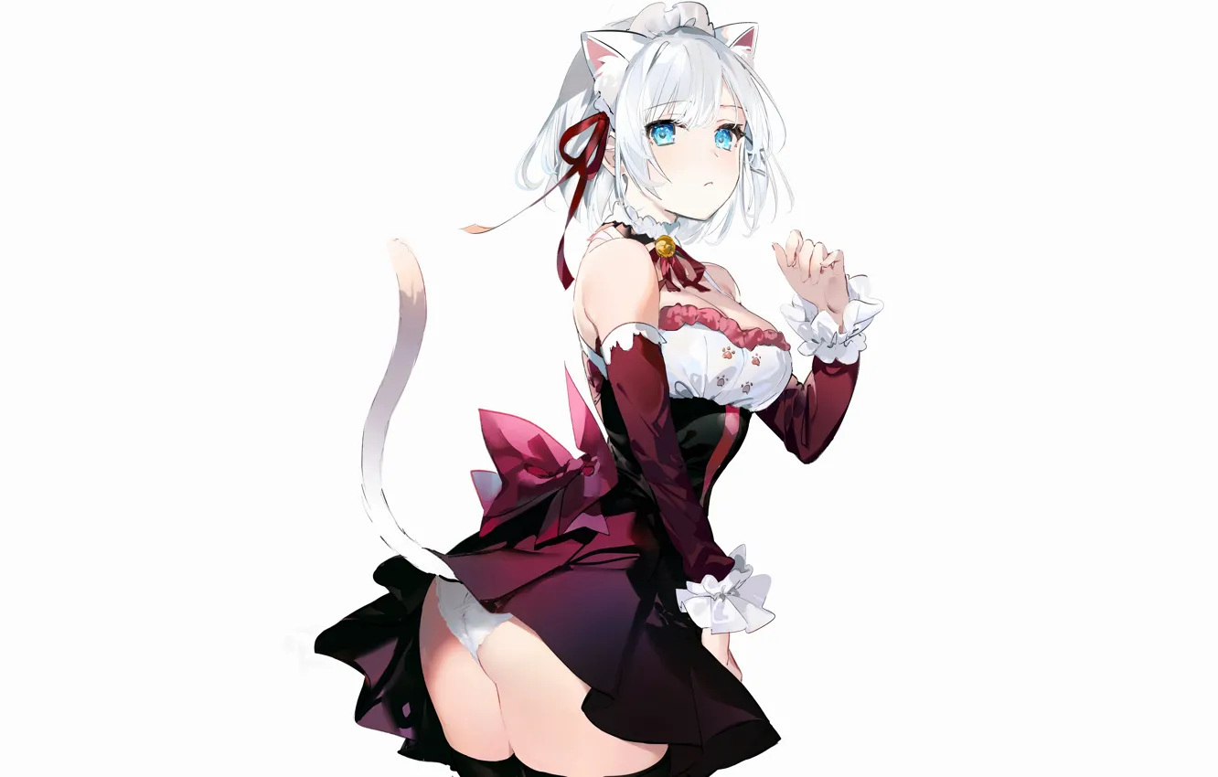 Photo wallpaper girl, sexy, lingerie, ass, cleavage, panties, thighhighs, long hair