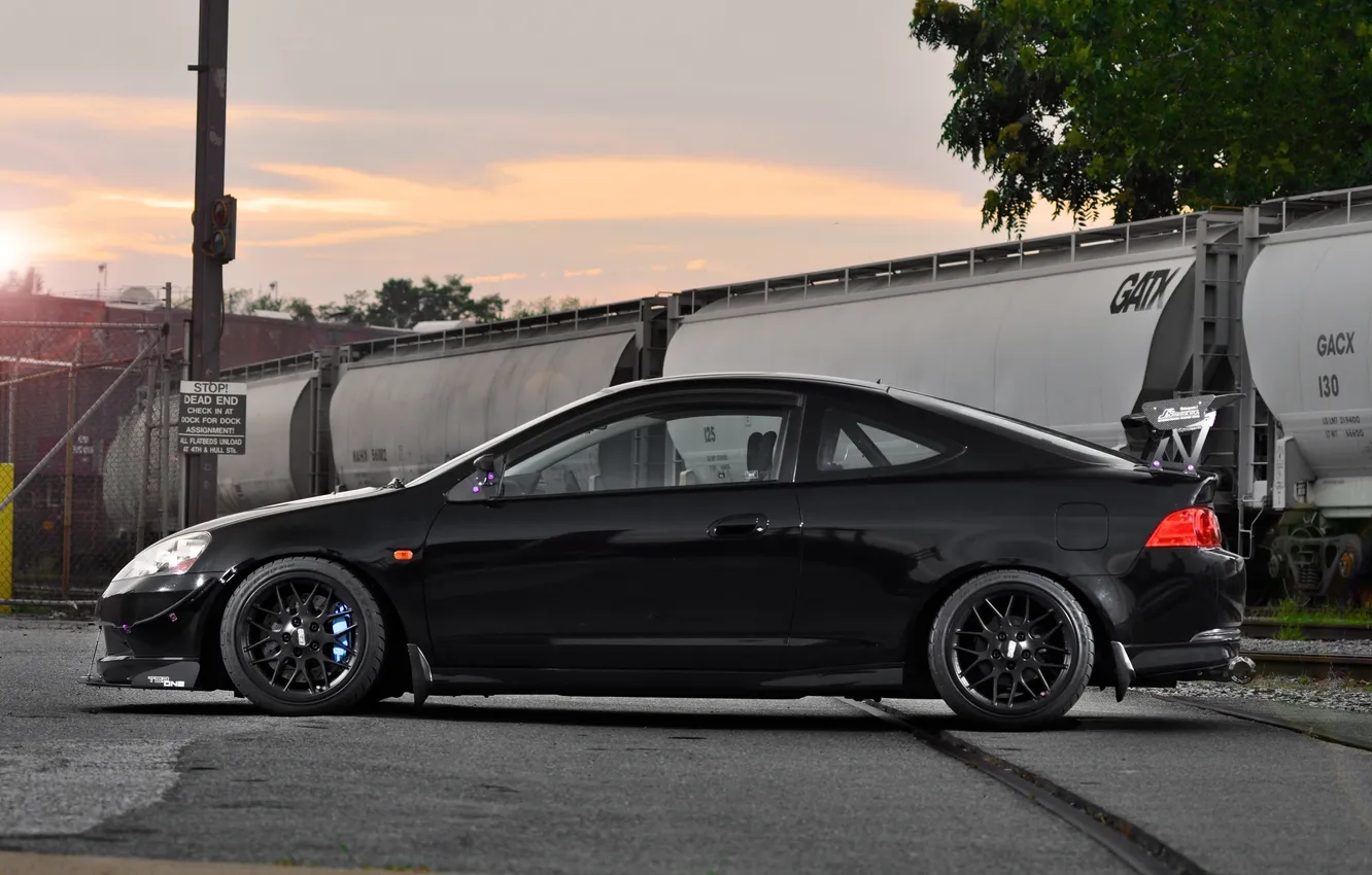 Photo wallpaper black, cars, profile, drives, black, composition, bbs, Acura
