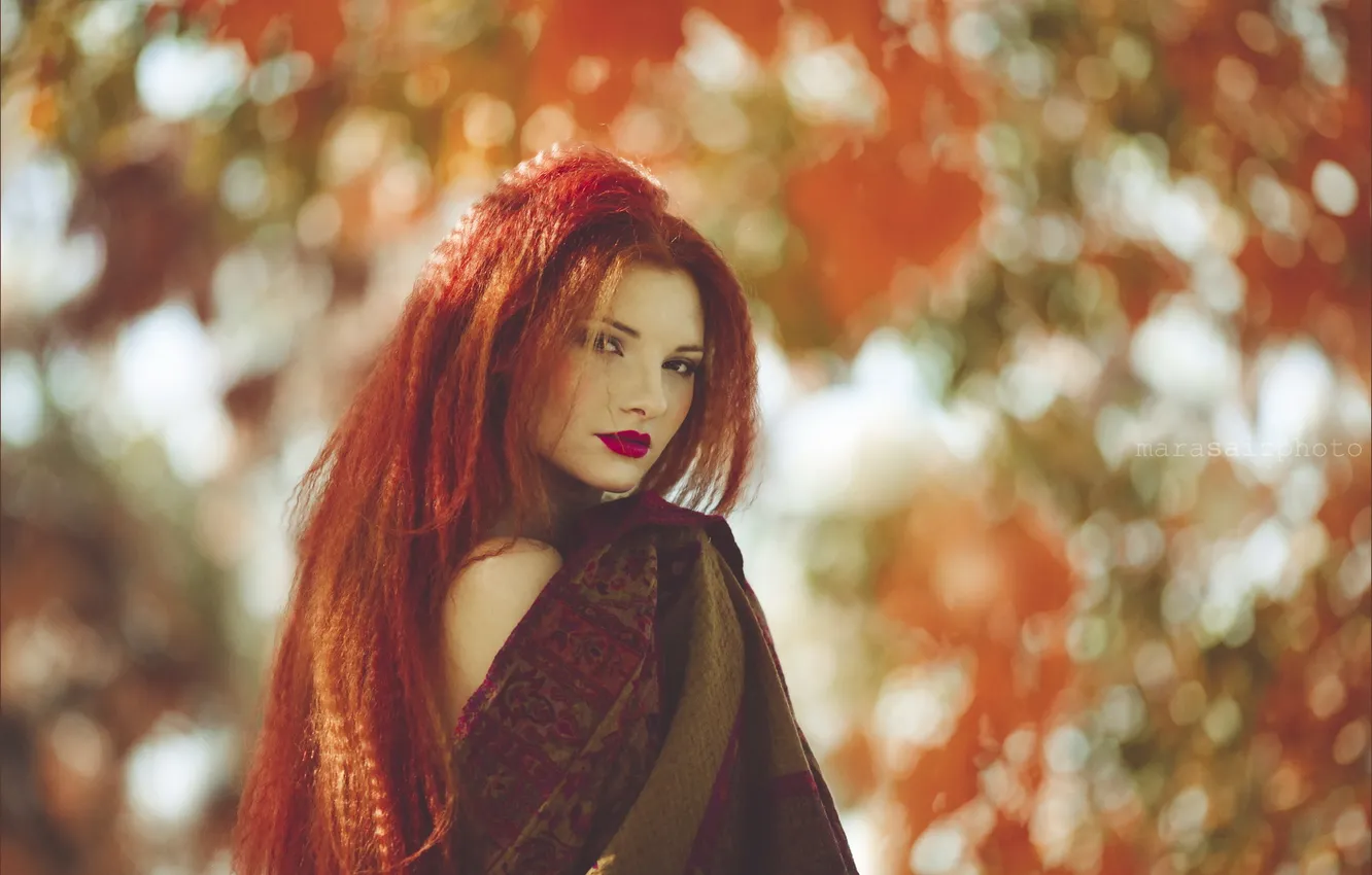 Photo wallpaper autumn, girl, mood