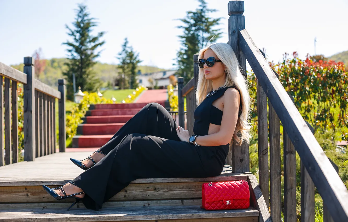 Photo wallpaper summer, girl, face, ideal, hair, glasses, blonde, cutie