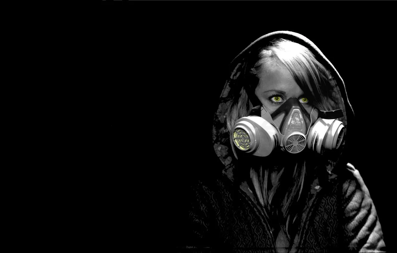 Photo wallpaper eyes, mask, hood, respirator