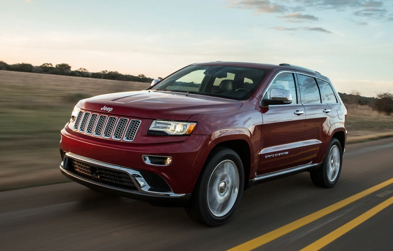 Photo wallpaper red, jeep, the front, Jeep, Grand Cherokee, Grand Cheroke, summit