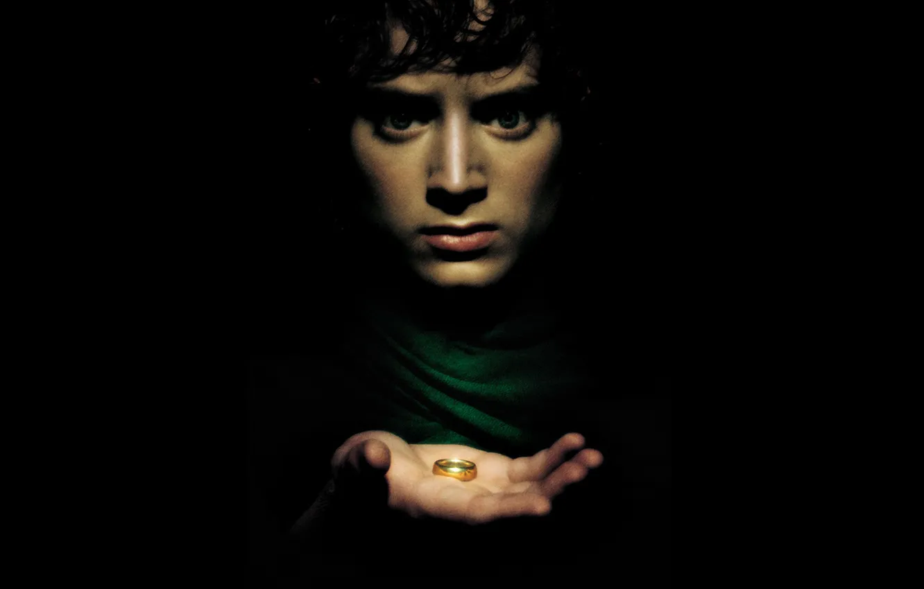 Photo wallpaper look, background, black, hand, ring, fantasy, actor, Frodo