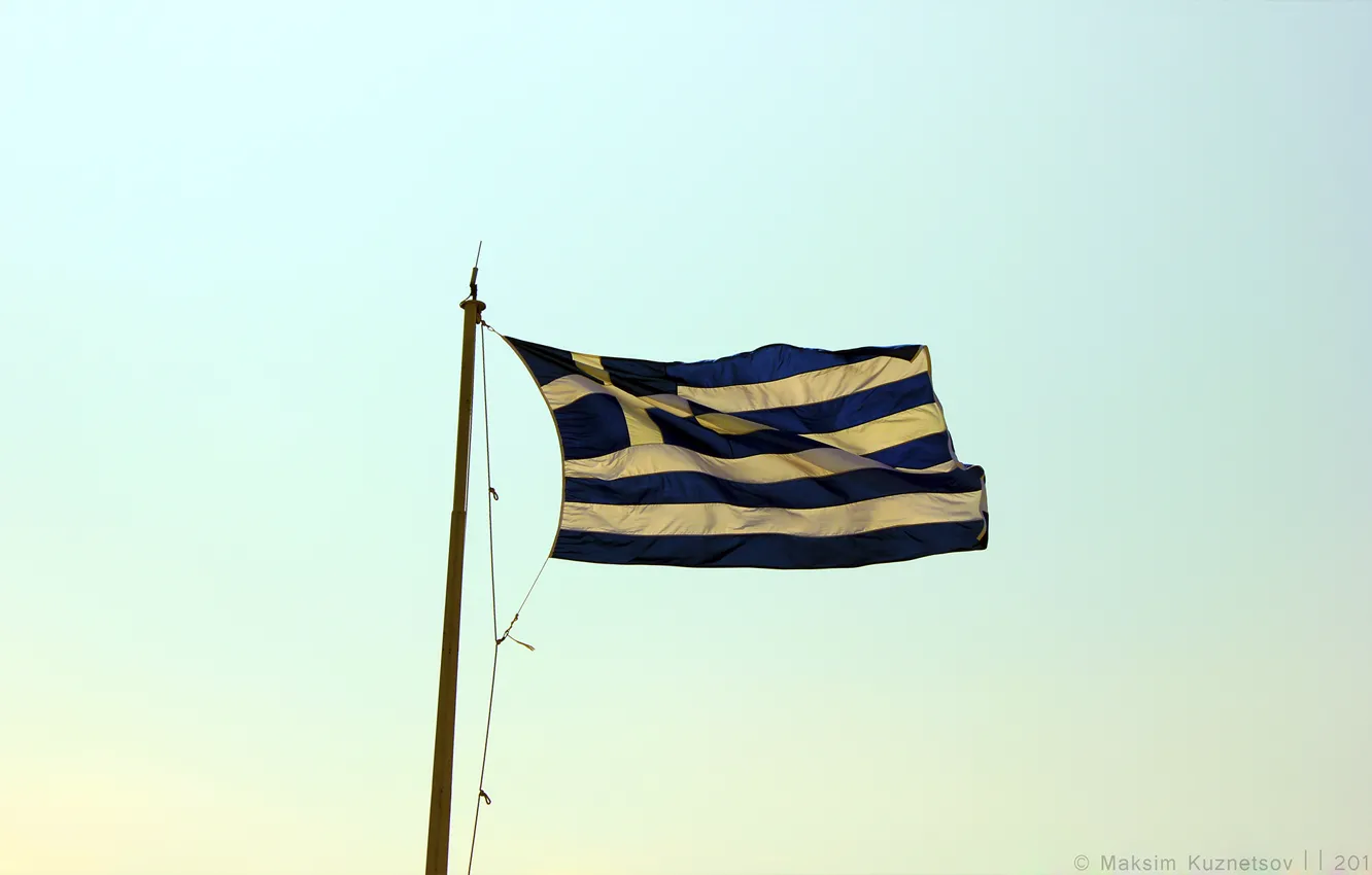 Photo wallpaper the sky, sky, flag, Greece, Greece flag, venitomusic