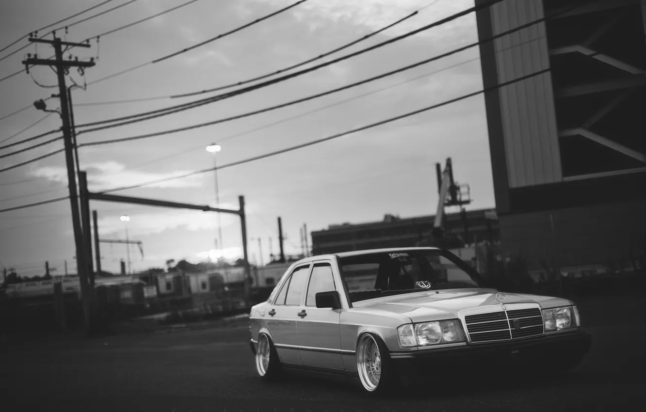 Photo wallpaper Mercedes, mercedes benz, low, stance, 190, dropped