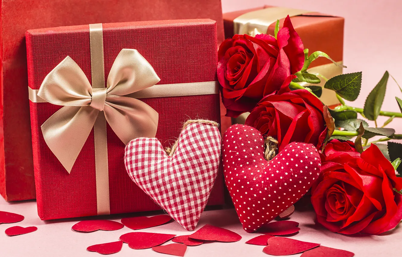 Photo wallpaper love, roses, heart, love, Valentine's day, hearts