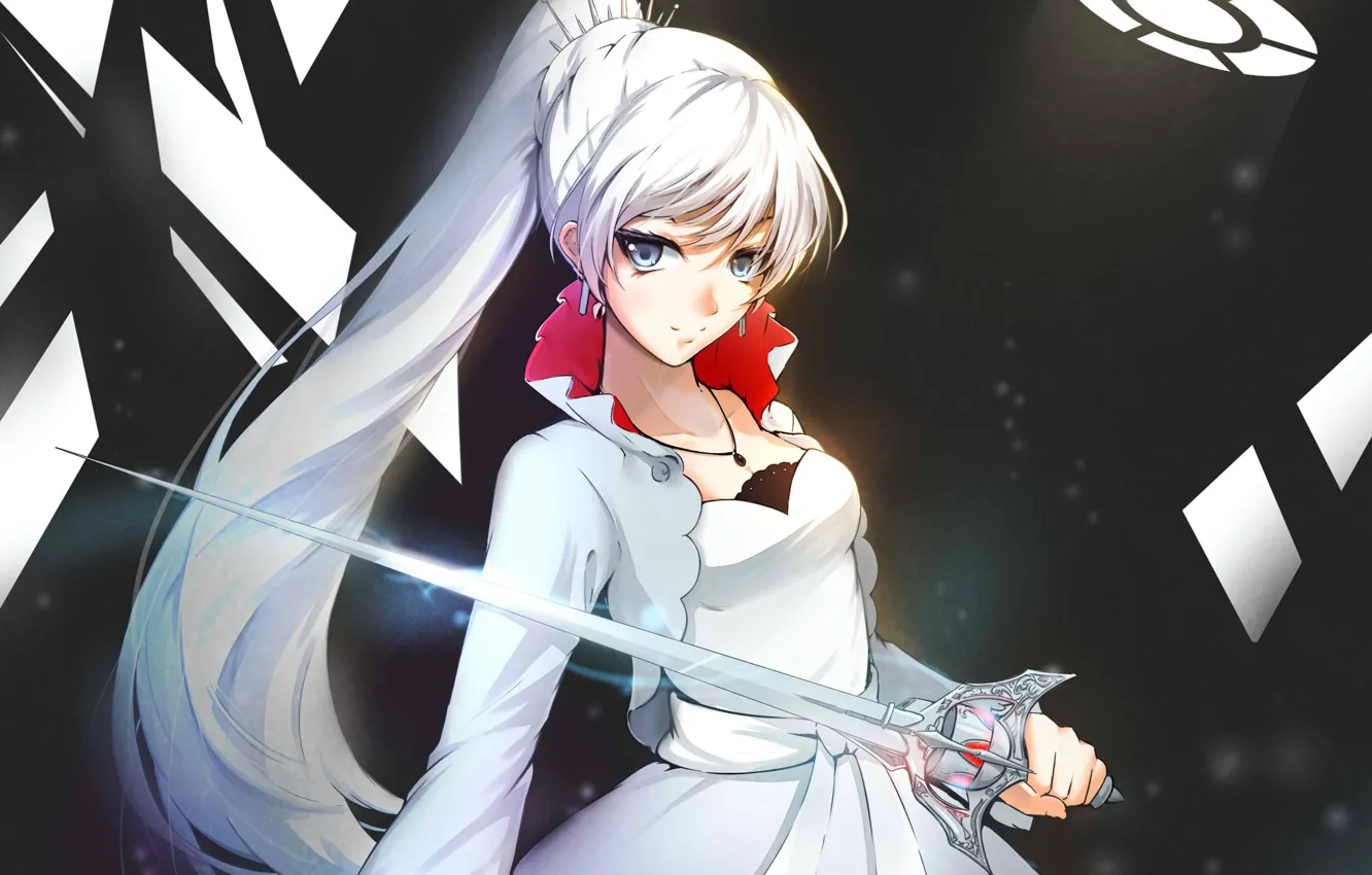 Photo wallpaper girl, sword, tail, pendant, White Snow, RWBY