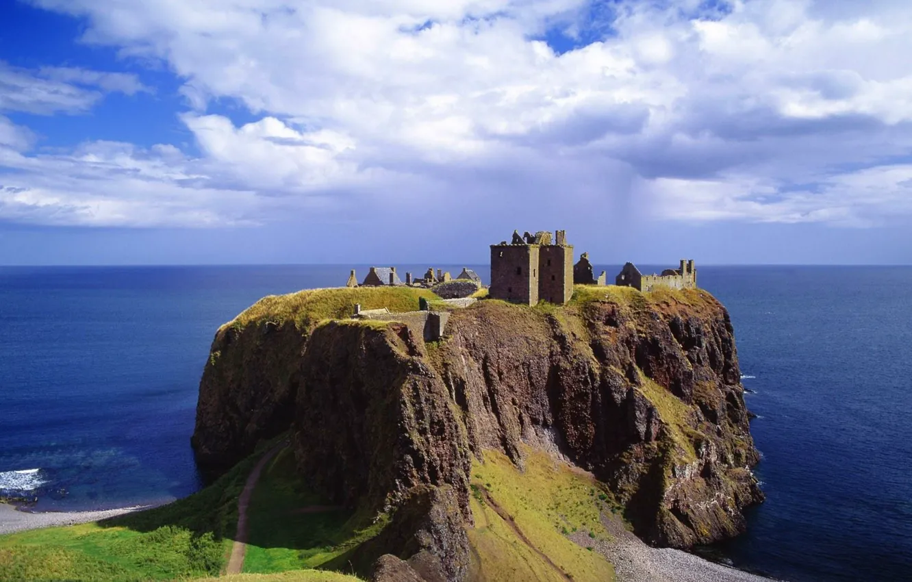 Photo wallpaper landscape, Scotland, castle, Dunnottar