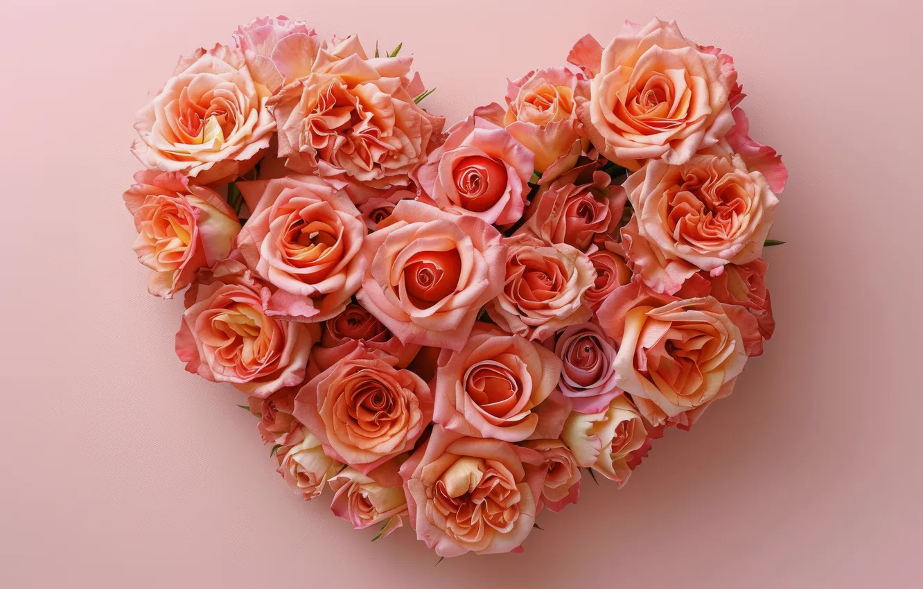 Photo wallpaper flowers, birthday, holiday, heart, roses, bouquet, hearts, Valentine's day