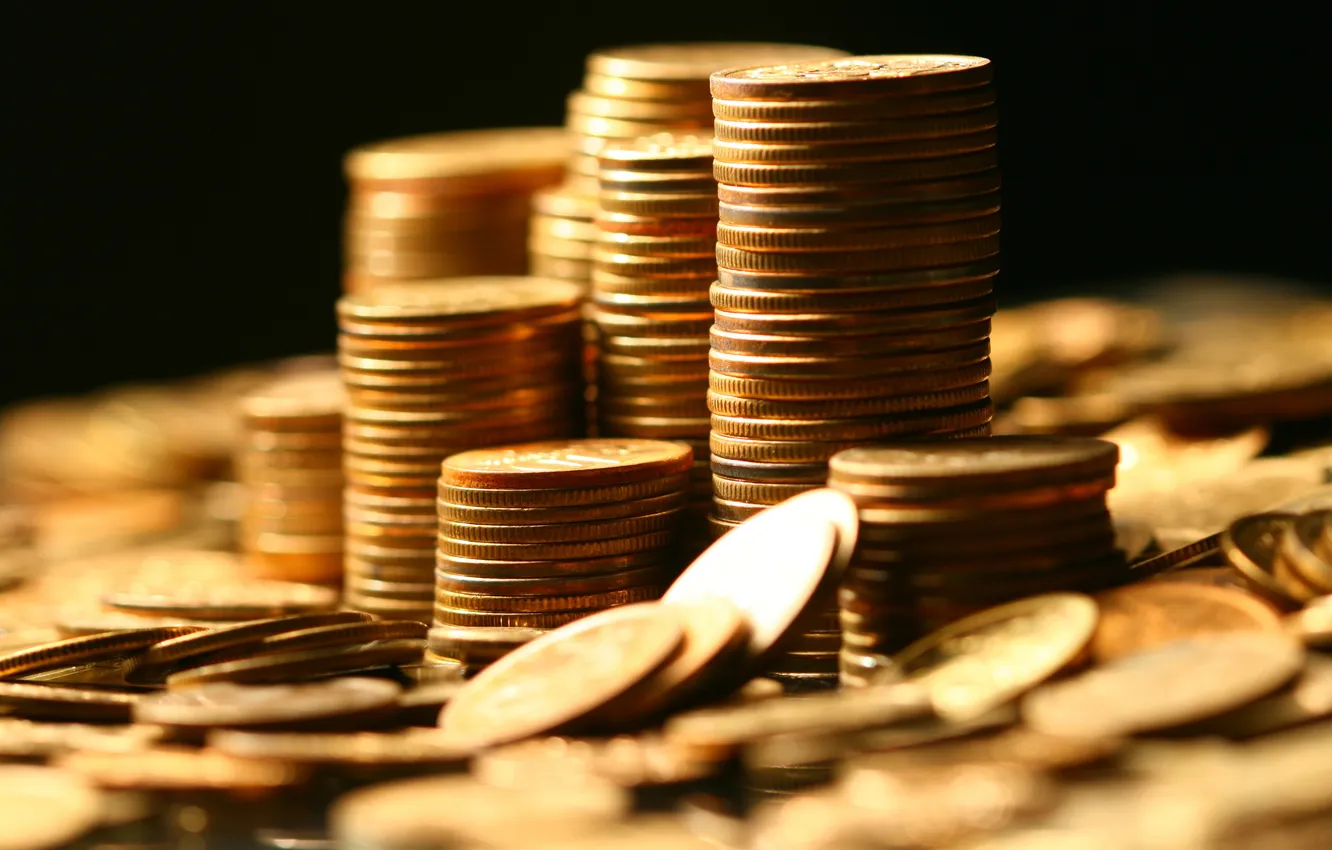 Photo wallpaper gold, coins, economy