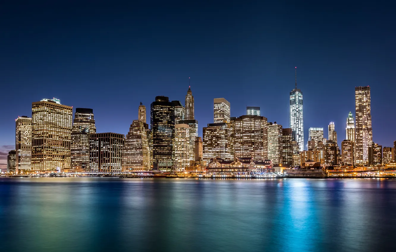 Photo wallpaper the sky, lights, reflection, skyscrapers, Chicago, USA, USA, Chicago