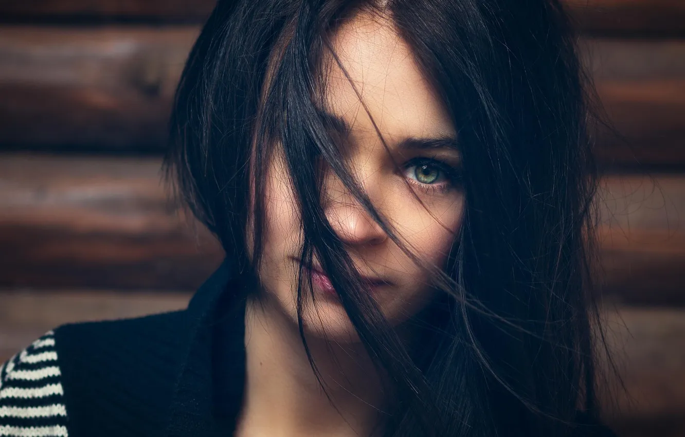 Photo wallpaper background, portrait, green-eyed