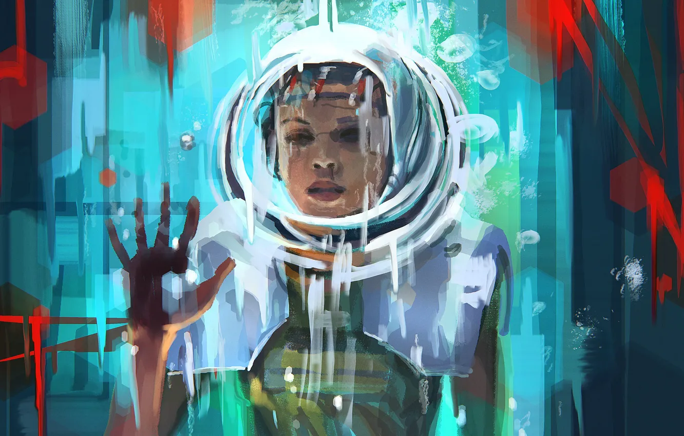 Photo wallpaper girl, face, background, the suit